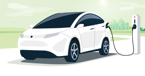 This image displays an electric vehicle charging station. While the power delivered to the car's battery is high voltage (ranging from 120V AC to over 1000V DC for fast chargers), the internal components of the charging station, including the control systems, sensors, and communication systems, operate on low-voltage circuits.